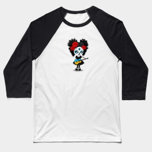 Sugar Skull Girl Playing Ukrainian Flag Guitar Baseball T-Shirt